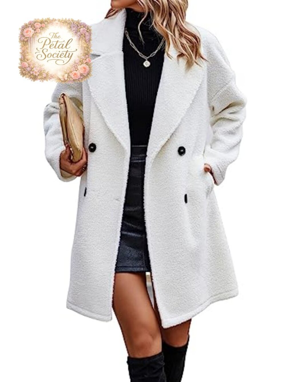 Women Long Sherpa Coat Fuzzy Faux Fur Trench Jacket Button Cardigan Pockets